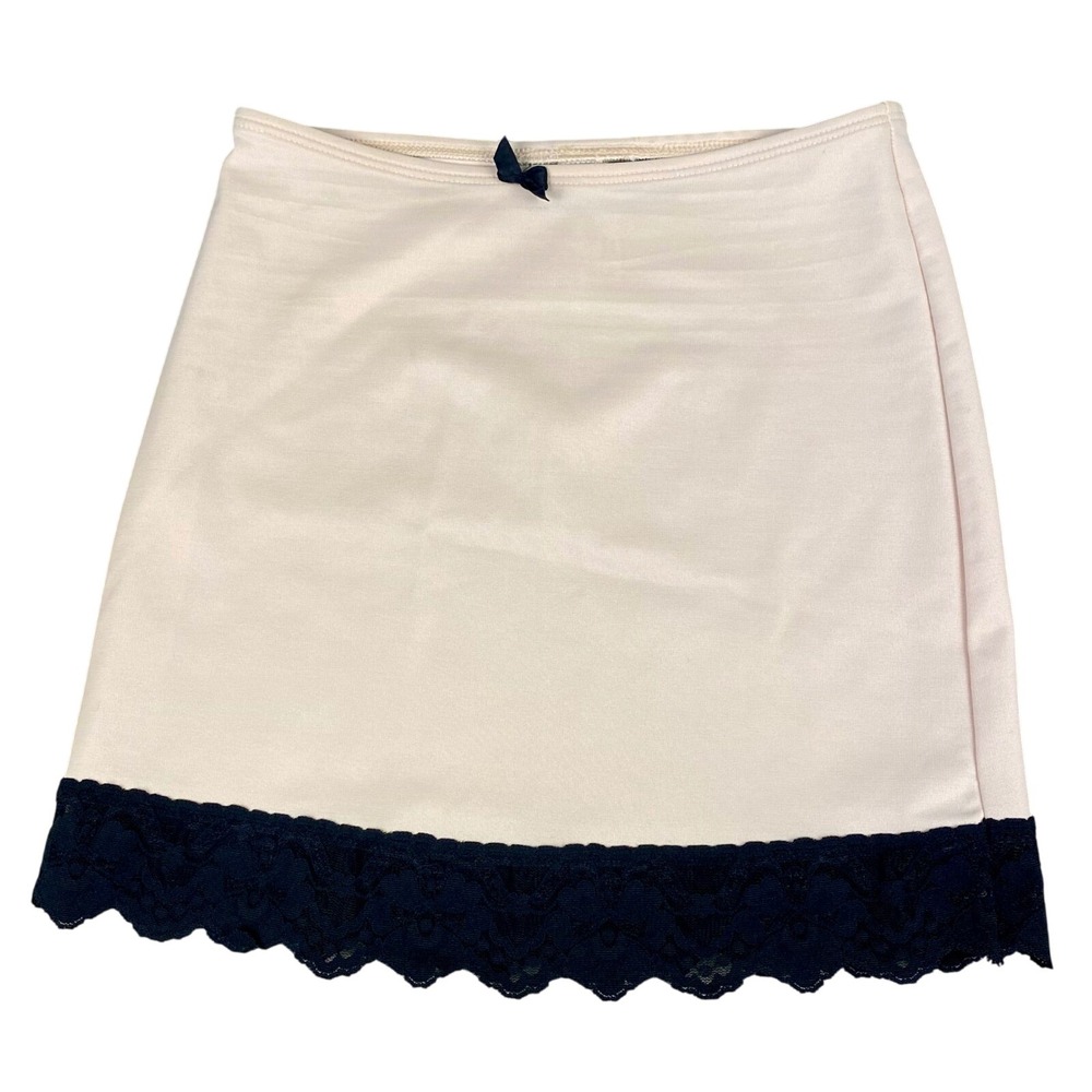 Body Slimmers Nancy Ganz Womens S Lace Trim Skirt Pale Pink with black lace Slip